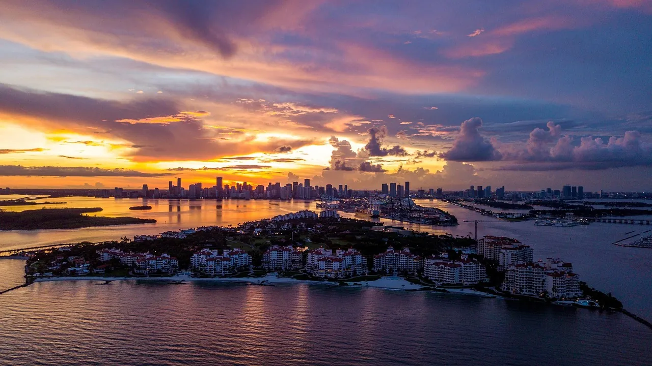 Aerial view of Miami Beach at sunrise